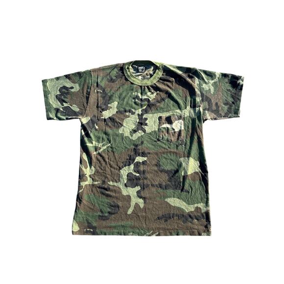 Vintage 80s ace sportswear camo thin single stitched XL shirt Deadstock - Picture 1 of 4